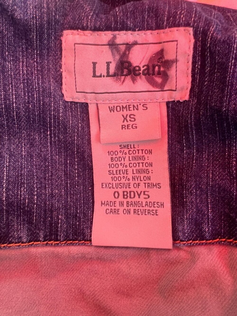 L.L. Bean Womens XS Denim Jacket With Corduroy Lining Button Front Blue Casual O - Picture 6 of 6